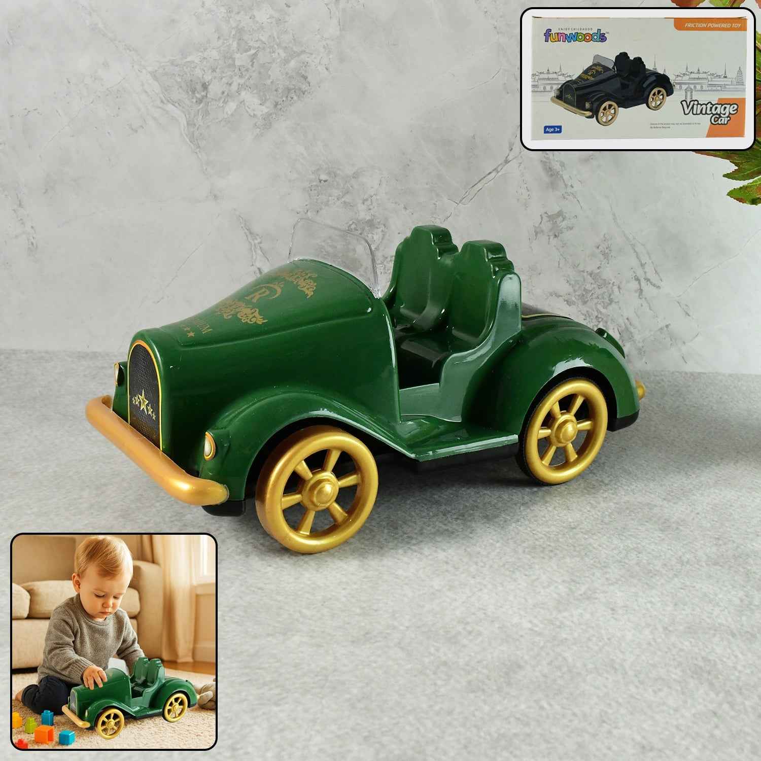Vintage Car Toy – Friction-Powered Classic Push-and-Go Vehicle