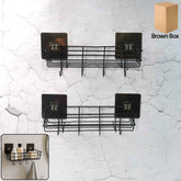 Self-Adhesive Wall Storage Baskets with Hooks – Durable Metal, No Drill
