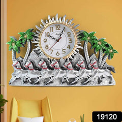 Plastic Wall Clock – Silent Sweep with Running Horse Design