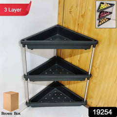 Plastic Corner Storage Rack – 3-Layer Space-Saving Shelf