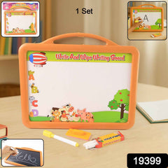 2-in-1 reversible drawing and writing board with marker and chalk set for children