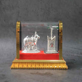 Kamdhenu Cow Idol Set – Silver-Plated Pooja Decor with Tulsi Plant