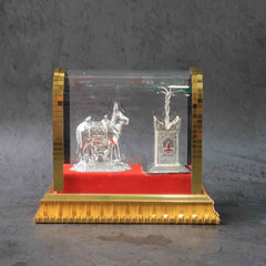 Kamdhenu Cow Idol Set – Silver-Plated Pooja Decor with Tulsi Plant
