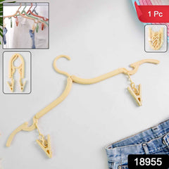 Foldable Cloth Hanger with Dual Clips – Space-Saving Laundry Organizer