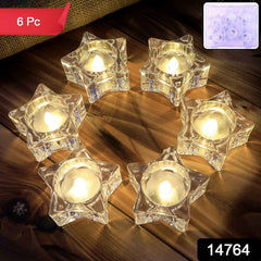 Star-Shaped LED Candles – Flameless Battery-Operated Set of 6