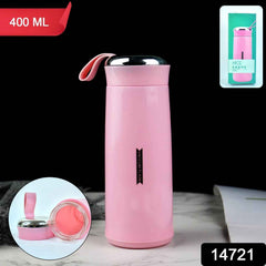 400ml Pink Glass Water Bottle – Leakproof & BPA-Free