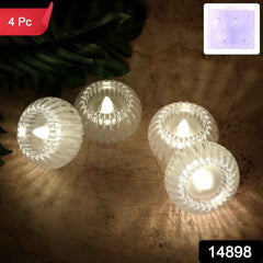 LED Flameless Decorative Candles – Set of 4 Crystal-Style Tealights