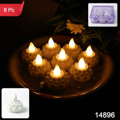 Lotus Shaped LED Flameless Tealight Candles – Safe Decor Set of 8