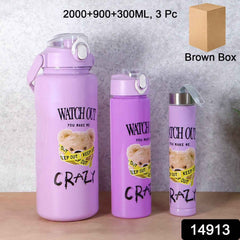 Water Bottle Set – Leak-Proof BPA-Free 2000ML + 900ML + 300ML