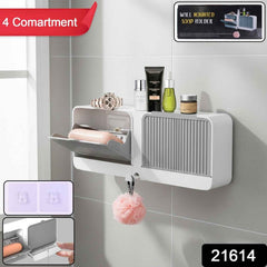 Bathroom Storage Organizer – Wall Mounted 4-Compartment Soap Holder