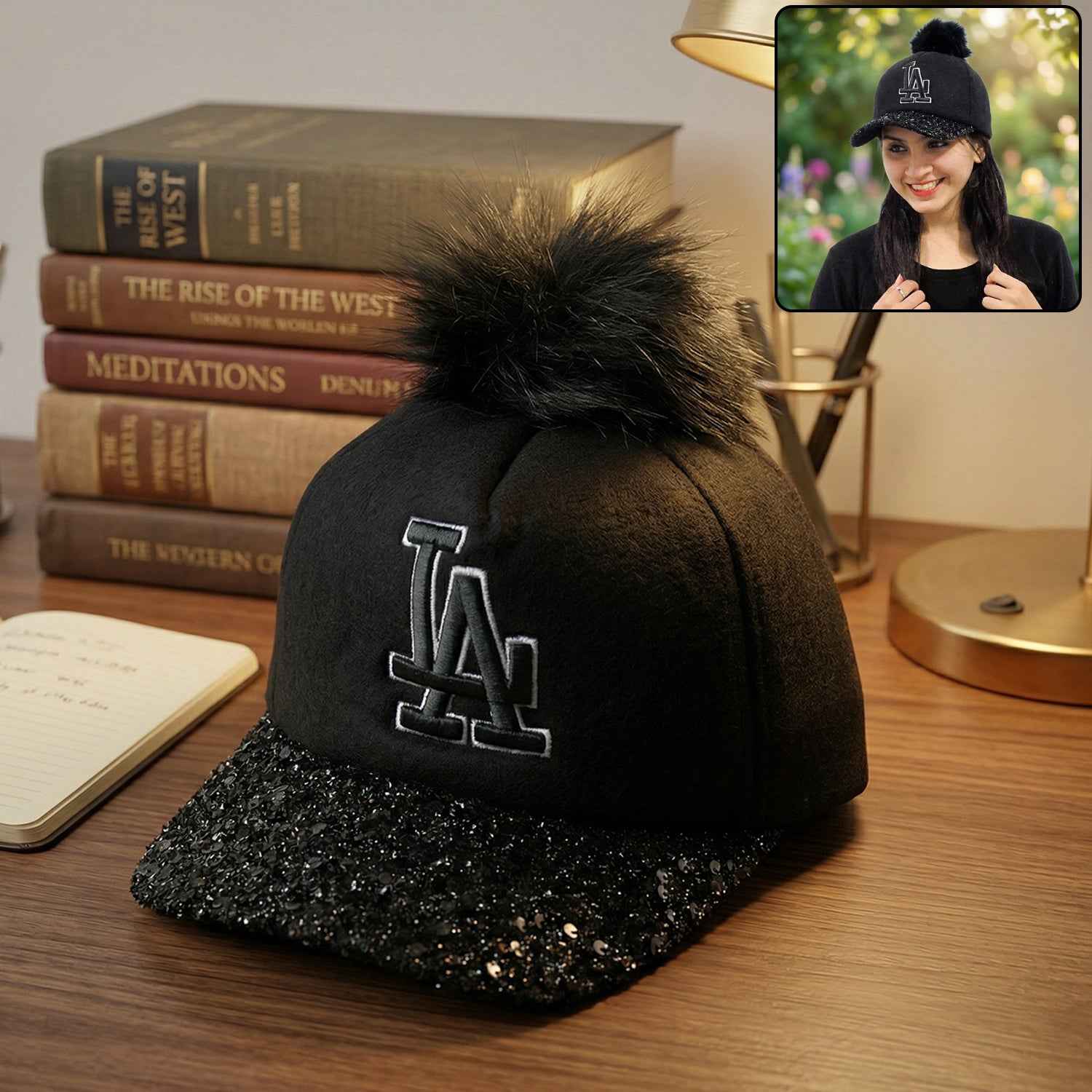 Embroidered Logo Baseball Cap – Trendy Winter Headwear for Women