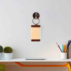 Stylish rectangular wooden key holder attached to a rust-resistant metal ring