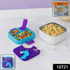 Kids Cartoon Lunch Box – Leak-Resistant Giraffe Print with Stainless Steel Tray