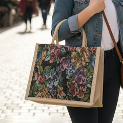 Front view of multipurpose floral print carry hand bag