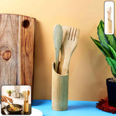 Bamboo Spatula Set – Eco-Friendly 4 Pc Cooking Utensils with Holder