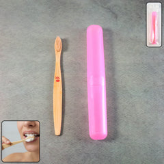 Front view of the 2-in-1 Toothbrush with soft bristles and protective cover.
