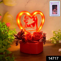 Heart-Shaped Love Couple Decorative Showpiece with Rose Base