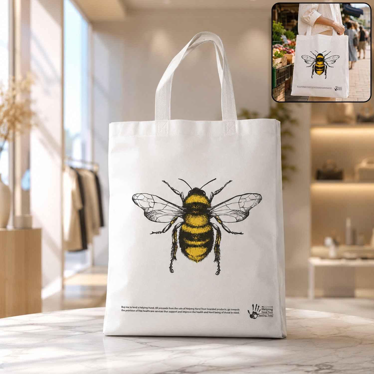 Multipurpose Bee Print Carry Hand Bag Ð Eco-Friendly & Spacious