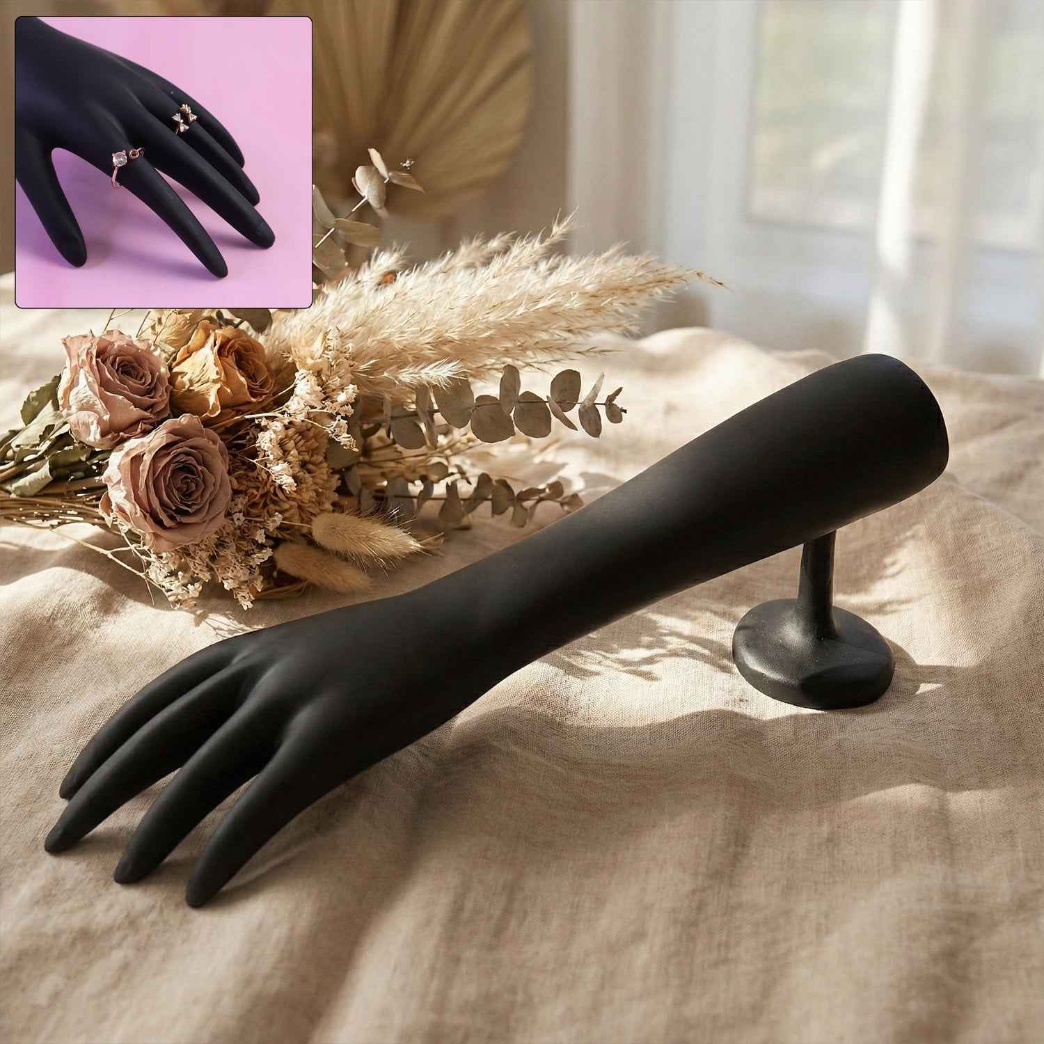 Black Hand Jewelry Display Stand – Elegant Matte Finish Organizer