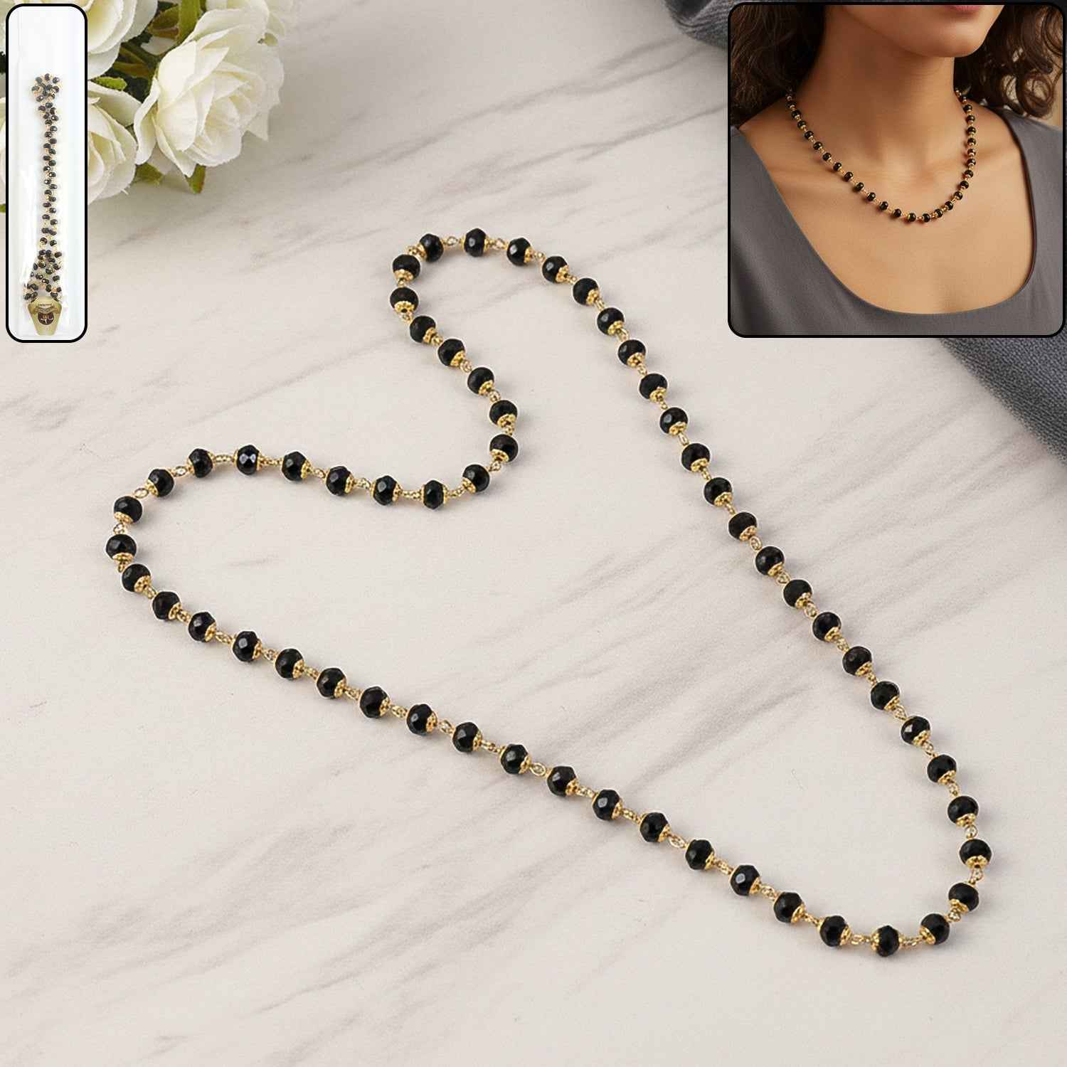 Black Beads Mangalsutra Necklace – Elegant Traditional Jewelry for Women
