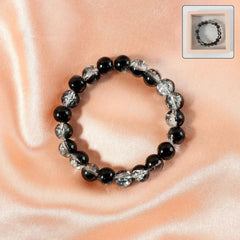 Dual-Tone Crystal Beaded Stretch Bracelet – Elegant & Lightweight