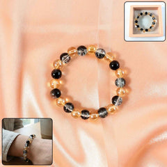 Dual-Tone Crystal Beaded Stretch Bracelet – Elegant & Comfortable