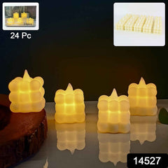 LED Flameless Cube Candles – Set of 24 Decorative Lights