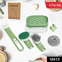 Dish Brush Set – 9-Piece Kitchen Cleaning Kit | VelvetBubbles