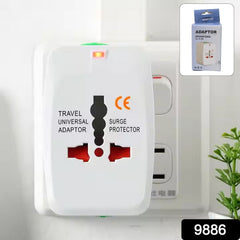 Universal travel adapter plugged into multiple devices for simultaneous charging