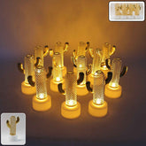 Cactus Shaped Flameless LED Candles – Set of 12 Safe Décor Lights