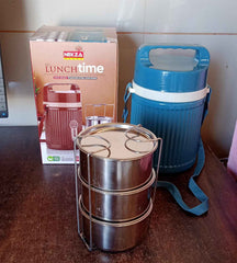 Insulated Stainless Steel Tiffin – 3 Compartment Leakproof | Nekza