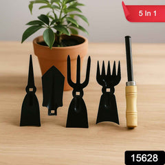 5 in 1 Gardening Hand Tool Set – Durable Wooden Handles