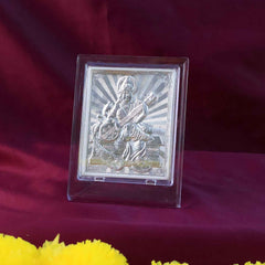 Silver Saraswati Maa Photo Frame – Elegant Spiritual Decor
