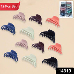 Hair Claw Clips Set – Matte Finish & Strong Grip, 12 Pieces