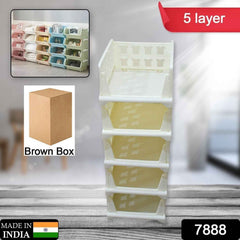 Stackable Storage Cart – 5-Layer Foldable Organizer | Organivo