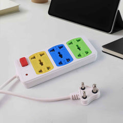 Universal 3-Socket Extension Board – Compact Power Strip with Safety