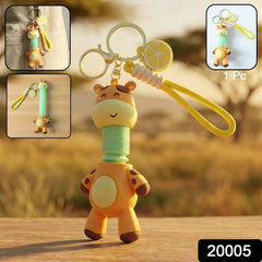 Giraffe Cartoon Keychain – Flexible Neck & Wrist Strap Charm