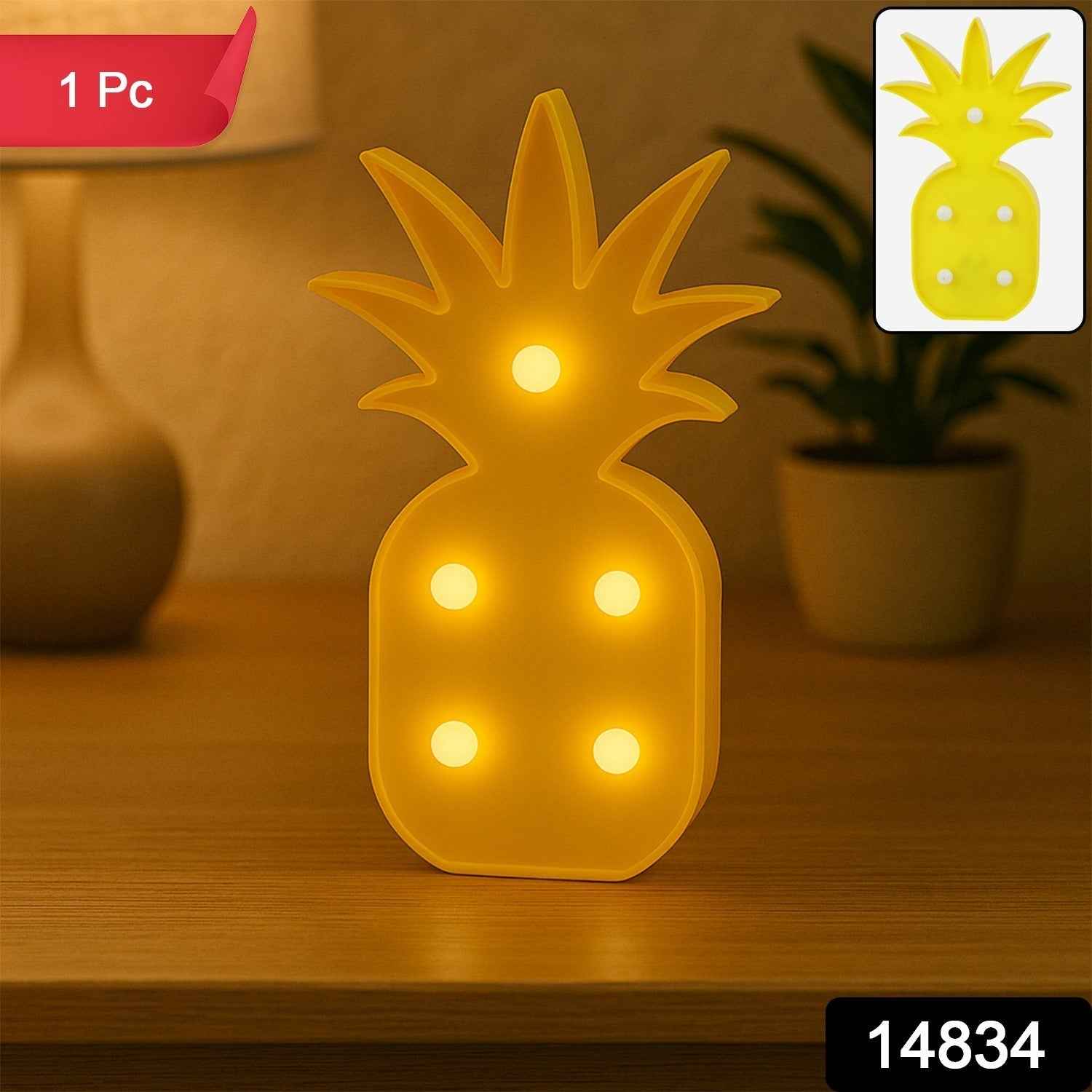 Pineapple Shaped LED Night Light – Battery Operated Decorative Lamp