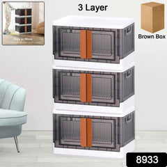 Plastic Folding Wardrobe Organizer – 3-Layer Storage with Wheels