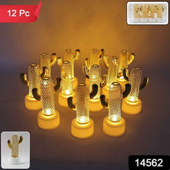 Cactus Shaped Flameless LED Candles – Set of 12 Safe Décor Lights