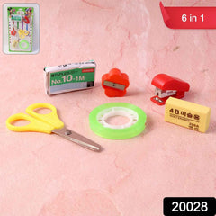 6 in 1 Mini Stationery Kit – Compact Essential Student Set