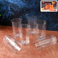 Unbreakable Plastic Drinking Glasses – Set of 6 Clear Tumblers 300ml