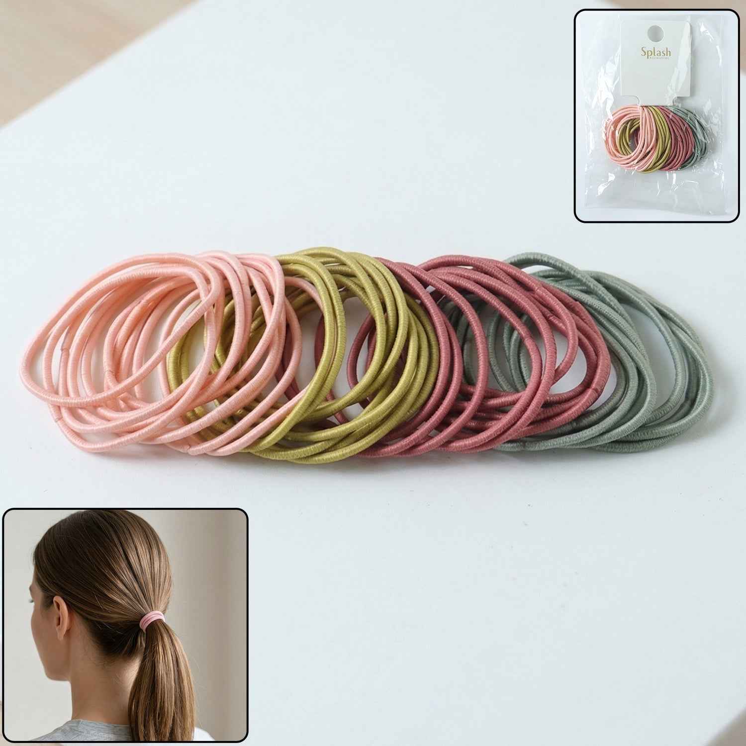 Elastic Hair Bands Set – Strong Hold & Neutral Colors for All Hair Types