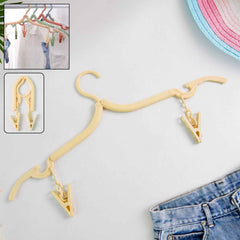 Foldable Cloth Hanger with Dual Clips – Space-Saving Laundry Organizer