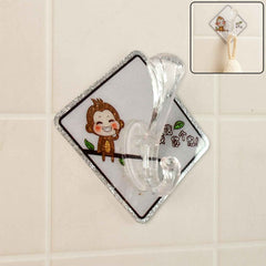 Cartoon Print Transparent Wall Hook – Waterproof Self-Adhesive