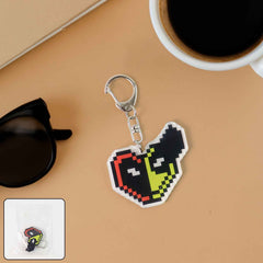 Pixel Style Acrylic Keychain – Retro Gaming Heart Design