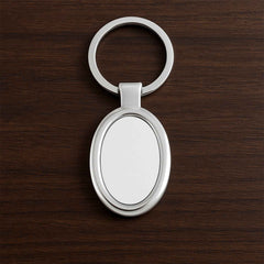 Oval Shape Metal Keychain – Durable Stylish Chrome Finish
