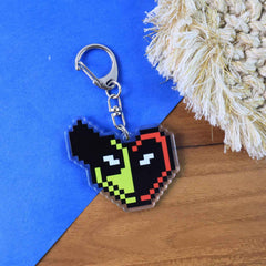 Pixel Style Acrylic Keychain – Retro Gaming Heart Design