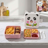 Kids Lunch Box with Compartments Ð Panda Design & Utensils for School & Travel