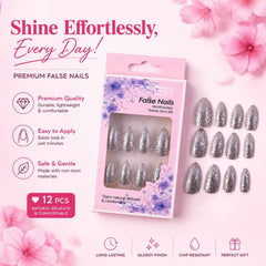 Glitter Press-On False Nails – Reusable Glossy Mix Designs